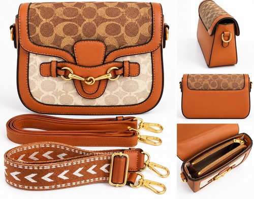 Tan beige pattern crossbody - tan,