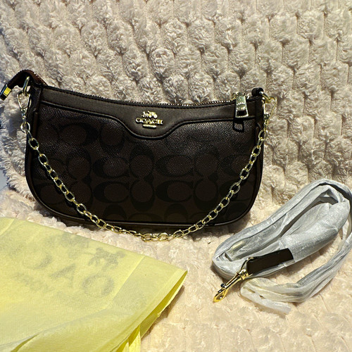 Brown shoulder bag - brown, chain