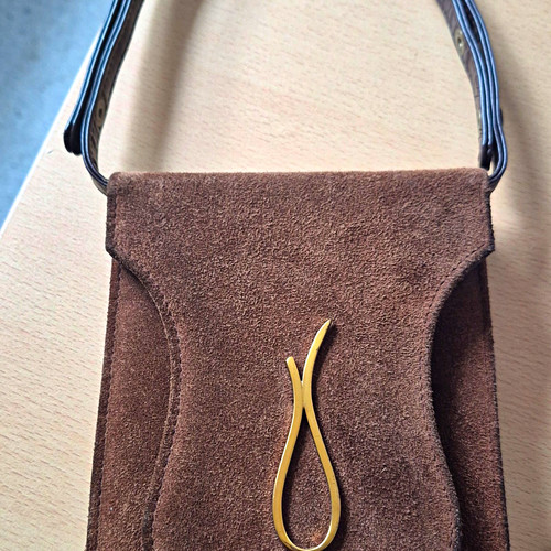 Brown suede womens bag with - suede,