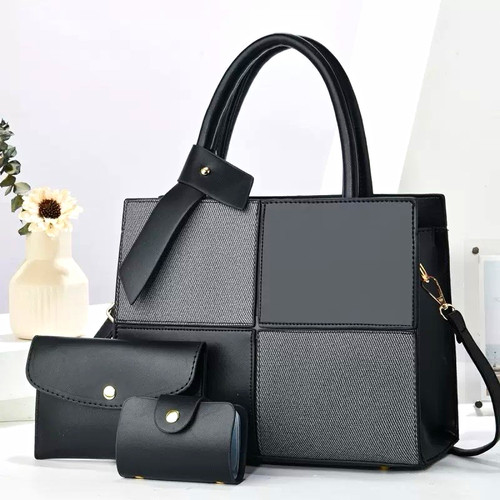 Black grey colourblock faux - black,