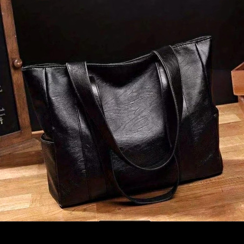 Women large black leather - pu,