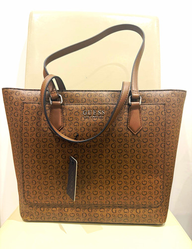 Guess brown logo tote - brown,