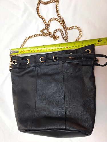 Black leather drawstring - leather,