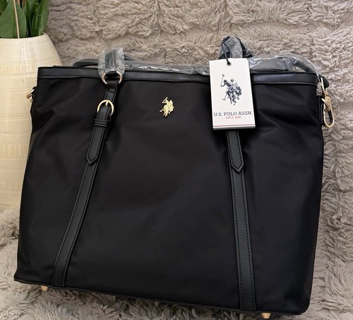 Polo assn black nylon tote - us,