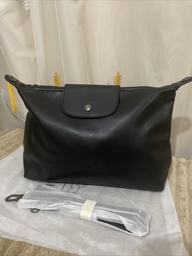 Black leather medium size - black,