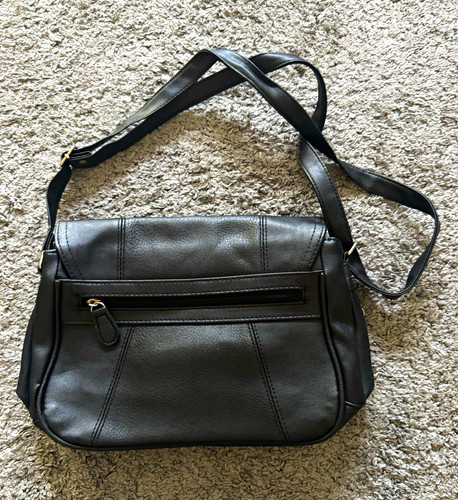 Black leather crossbody bag - black,