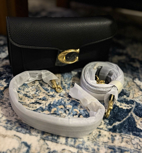 Coach black pebbled - pebbled, leather