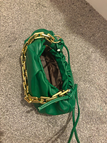 Green faux leather ruched - faux,