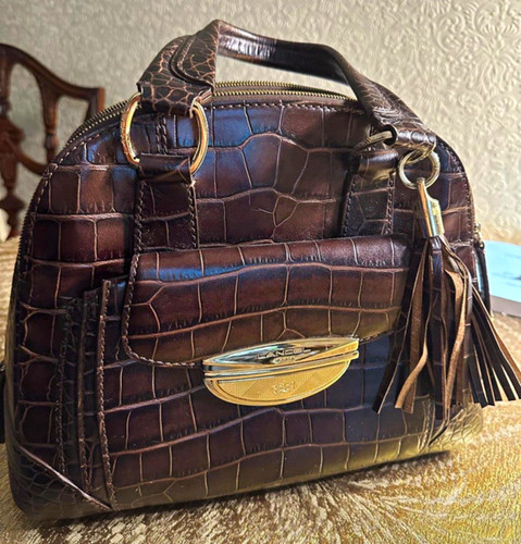 Lancel brown croc embossed - lancel,