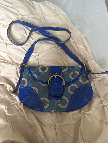 Coach blue grey logo canvas - blue/grey,