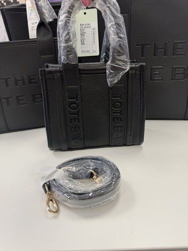 Tote bag black pebbled - bag,