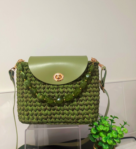 Green crocheted handmade - green,