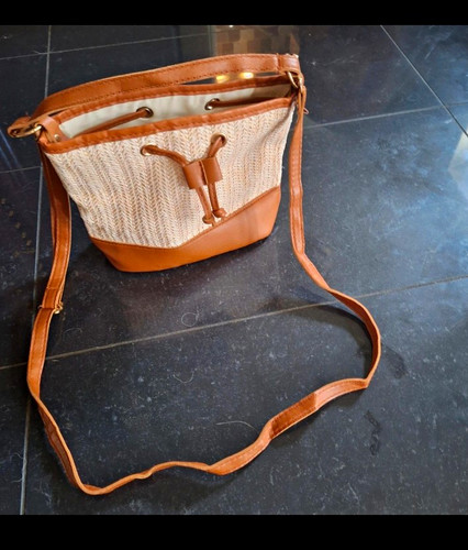Beige brown woven straw - beige,