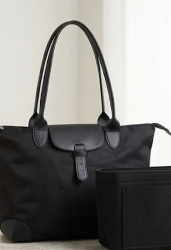 Black tote bag double handles - double,