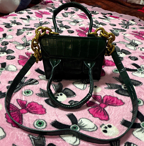Zara green leather crocodile - zara,