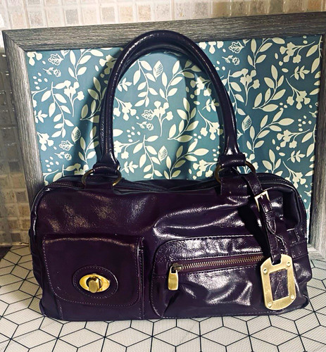 Henrys purple leather satchel - purple,