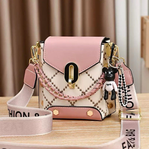 Pink beige plaid - pink,