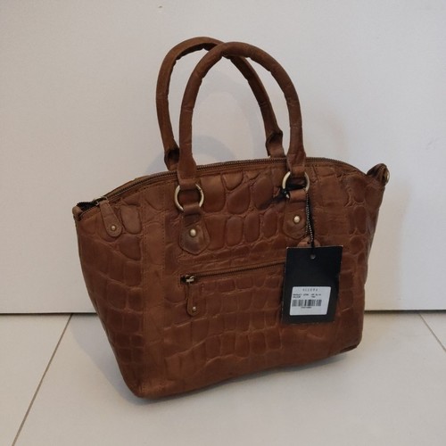 Croc embossed leather handbag - croc-embossed,