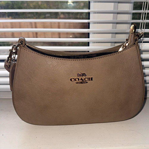 Coach beige leather logo - beige,