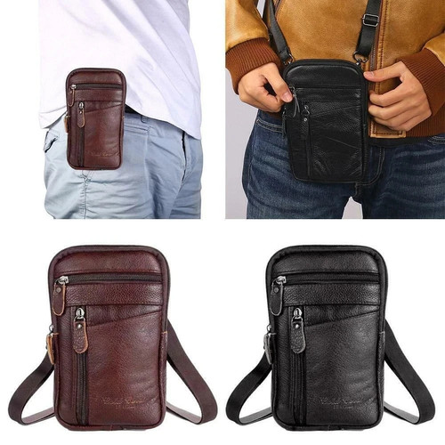 Men genuine leather phone - leather,