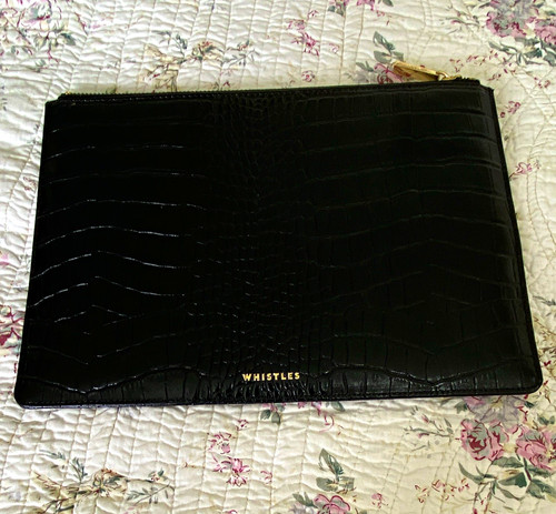 Whistles black croc embossed - whistles,