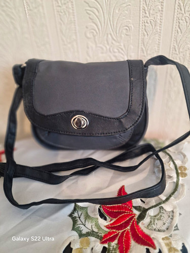 Black faux leather crossbody - faux,