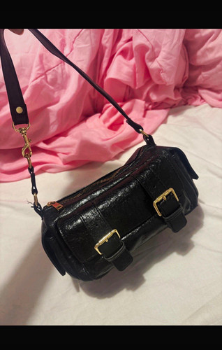 Black leather small shoulder - leather,