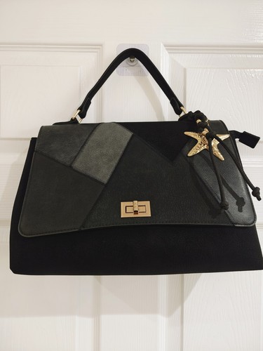 Women black grey leather - black/grey,