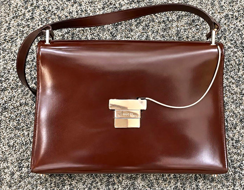 Gucci brown leather shoulder - brown,