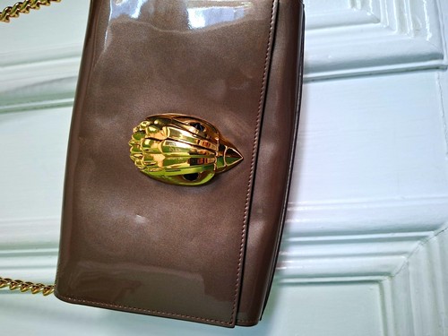 Brown patent leather small - brown,