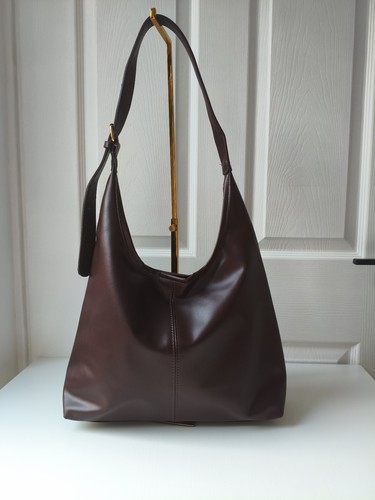 Brown faux leather hobo - faux,